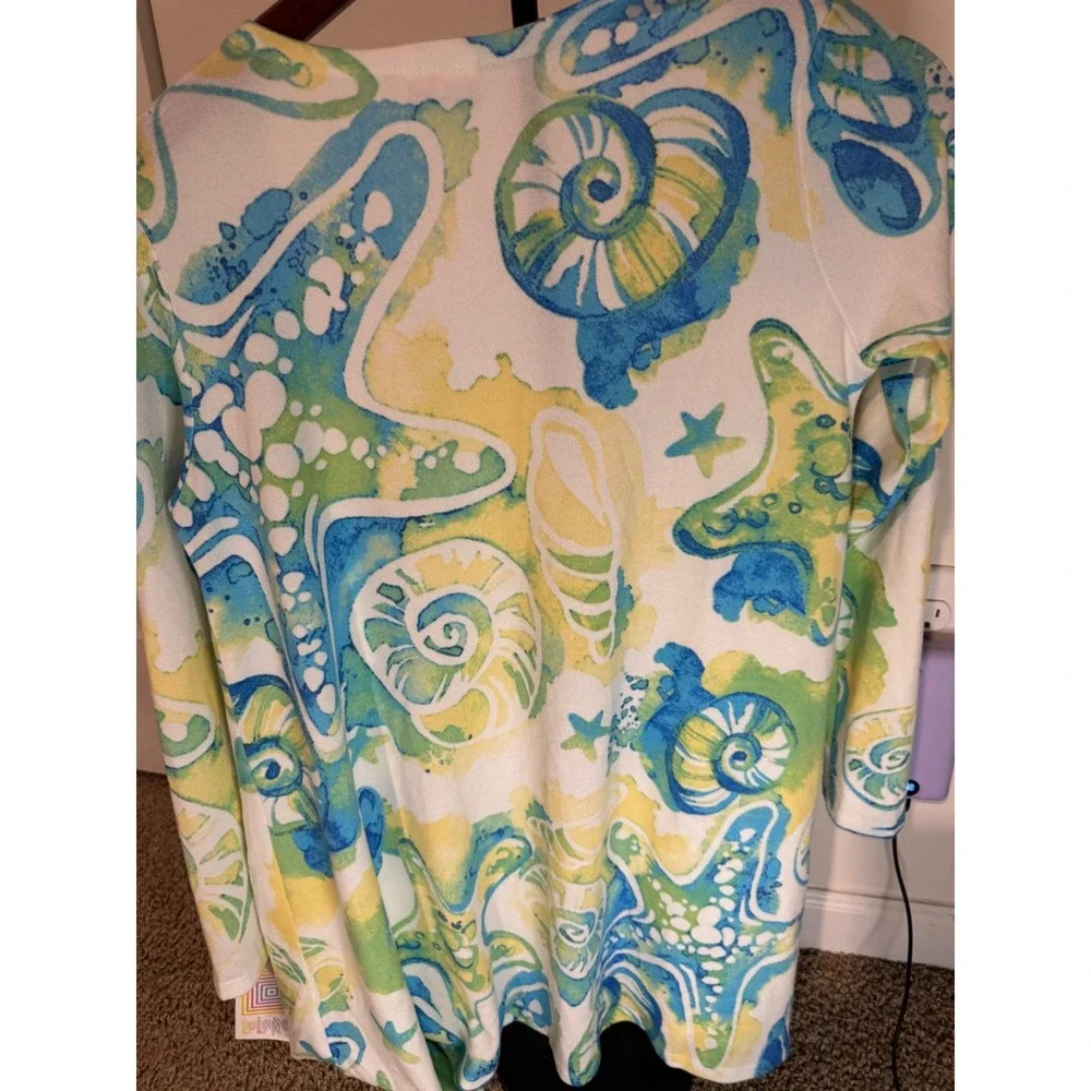 NWT Lularoe Caroline Cardigan Sweather Small‎ White, Teal, & Green - Picture 8 of 9